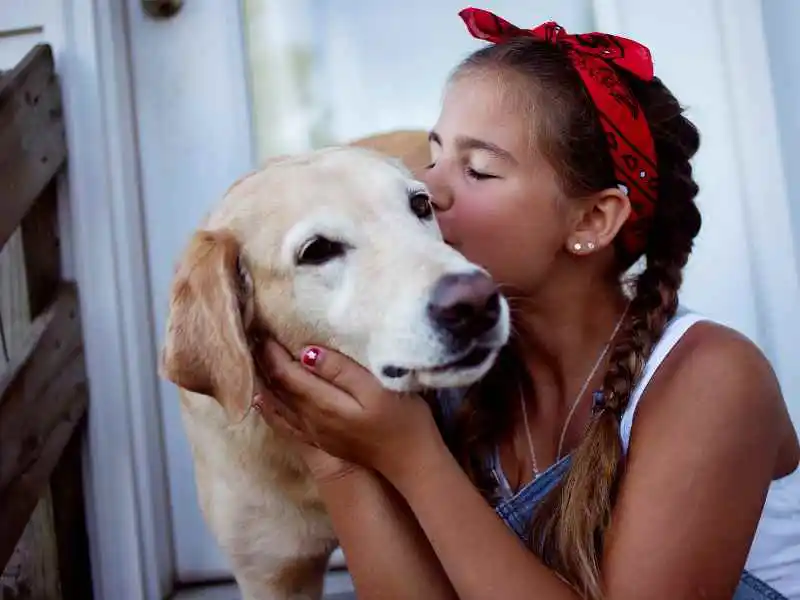 girl kissing a dog